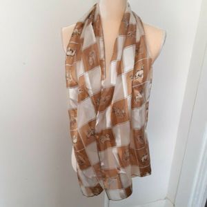 Plaid Silk Feel scarf 13X58 dogs tan